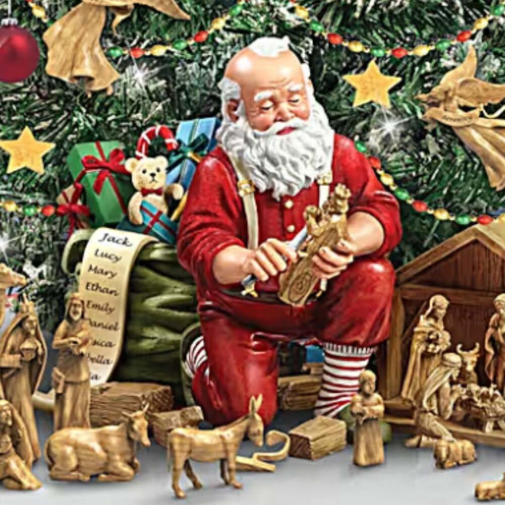 Bradford Exchange True Meaning Of Christmas Nativity Set SANTA with BAG FIGURE